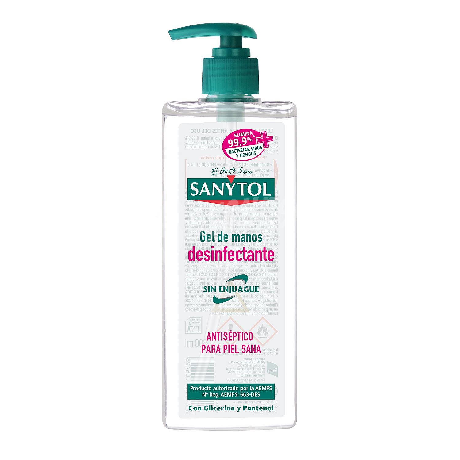 Gel de manos desinfectante antiséptico para piel sana