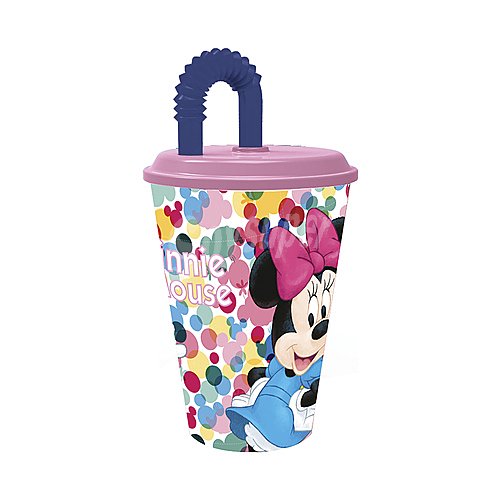 Vaso infantil con tapa y pajita diseño Minnie, , stor