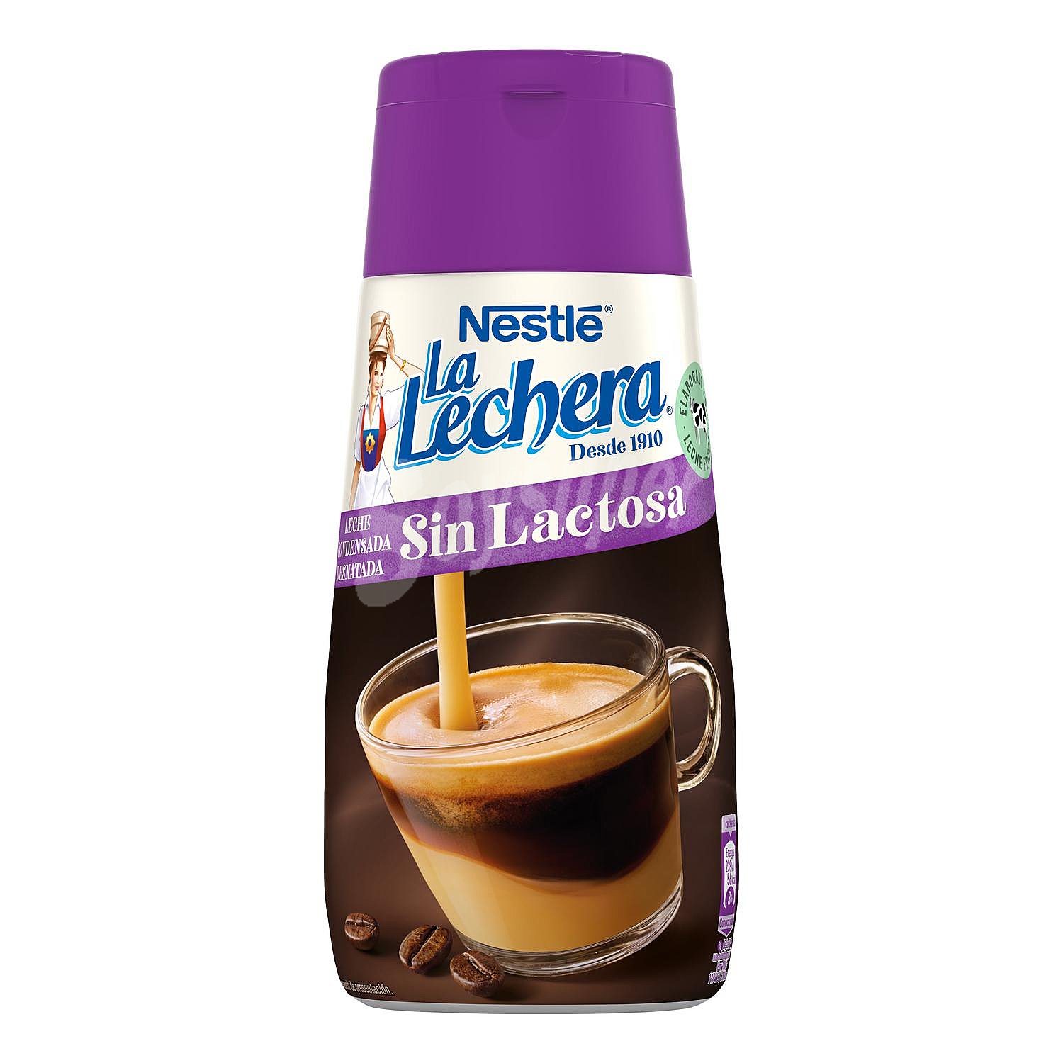 Leche condensada desnatada y sin lactosa, ideal para el café, nestlé LA lechera