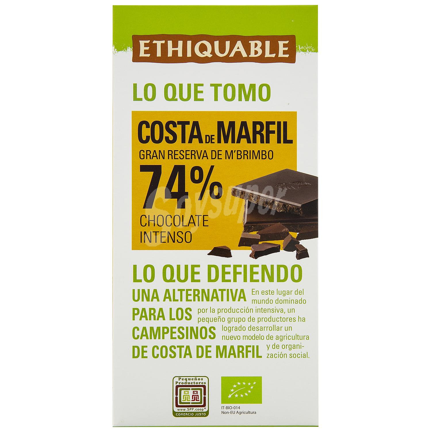 Chocolate negro intenso 74% ecológico