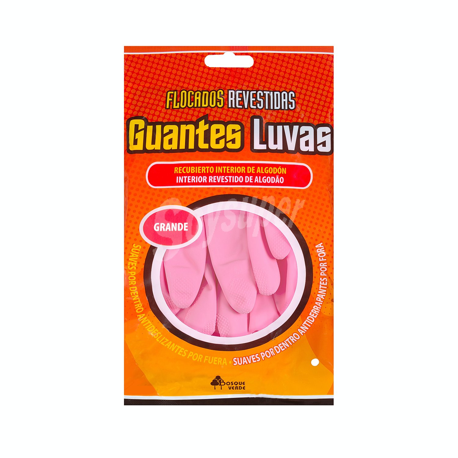 Guantes flocado rosa talla grande