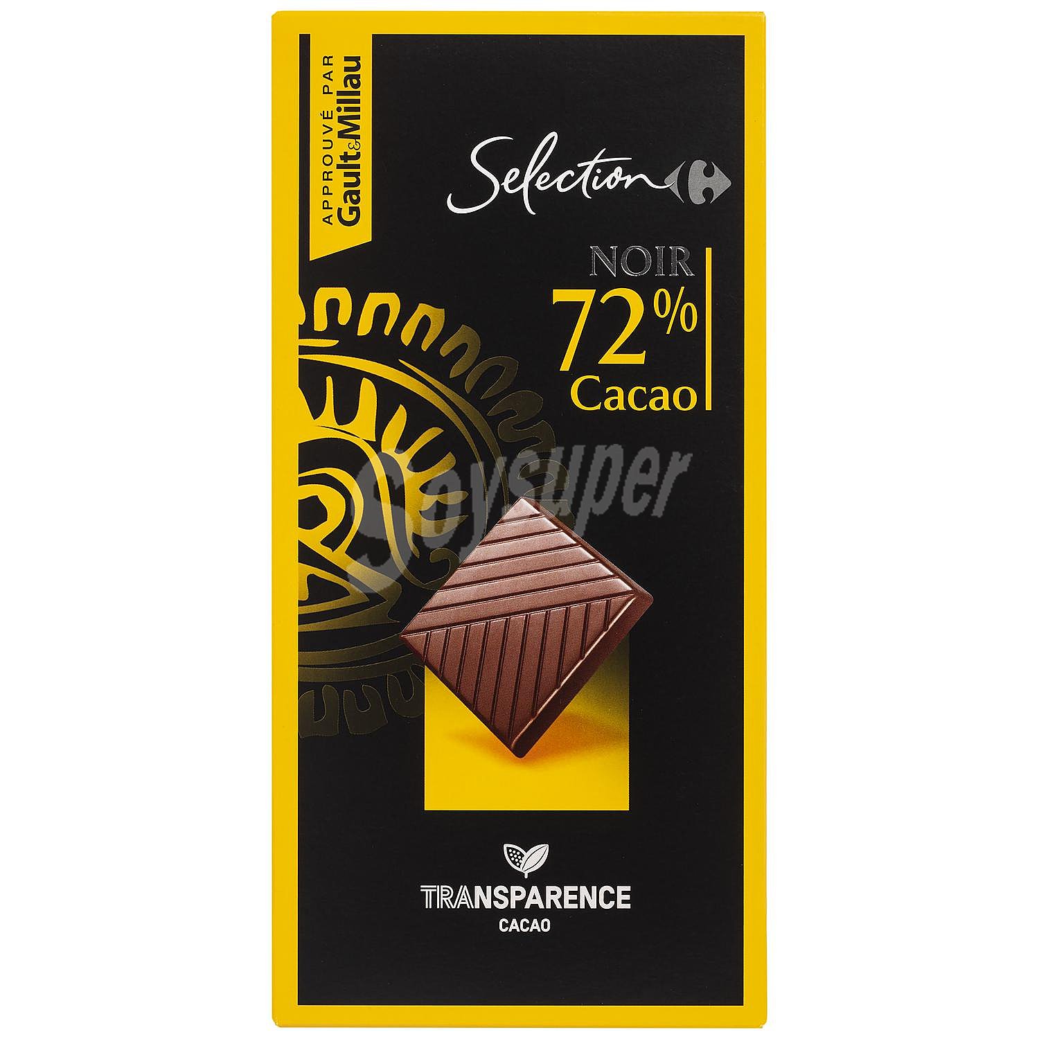 Chocolate negro 72% cacao Carrefour Selección