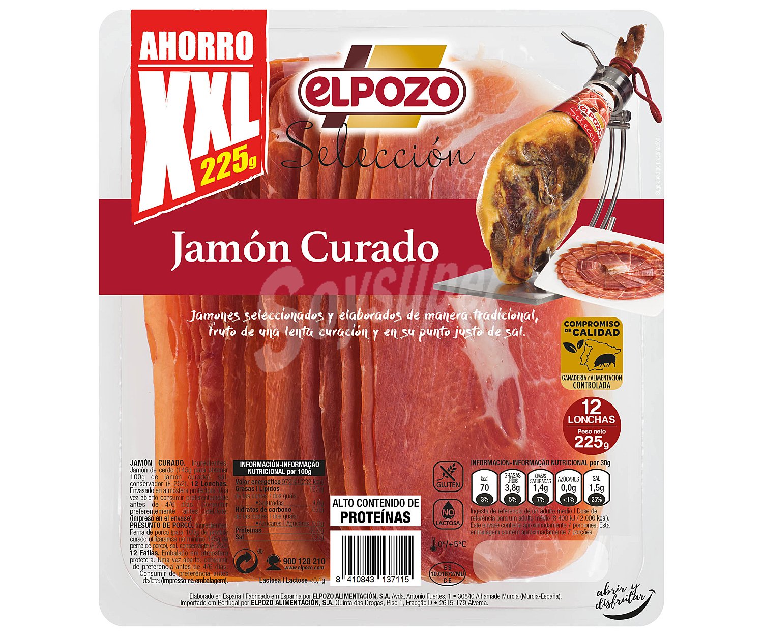 Jamón curado cortado en lonchas