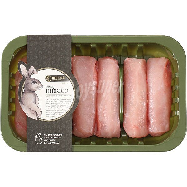 Lomos deshuesados de conejo ibérico bandeja 350 g peso aproximado