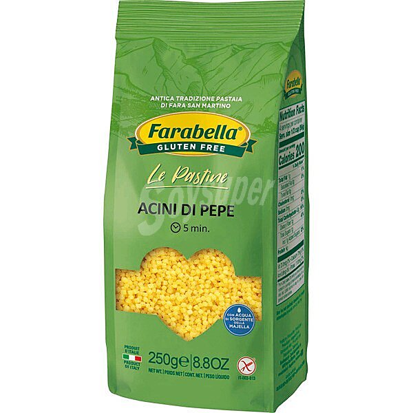 Farabella Le Pastine Acini di Pepe pasta sin gluten y sin lactosa