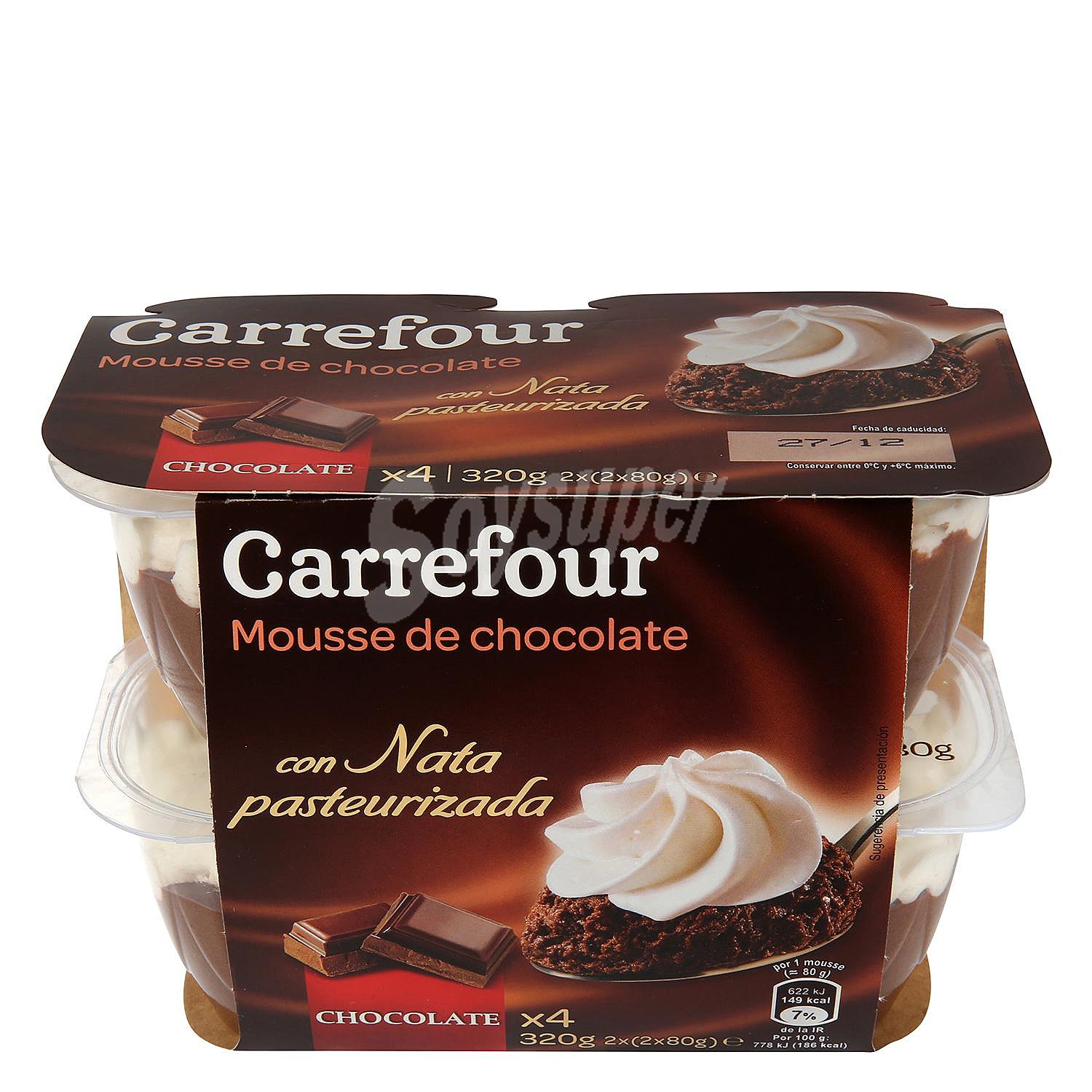 Copa mousse de chocolate con nata pasteurizada Carrefour