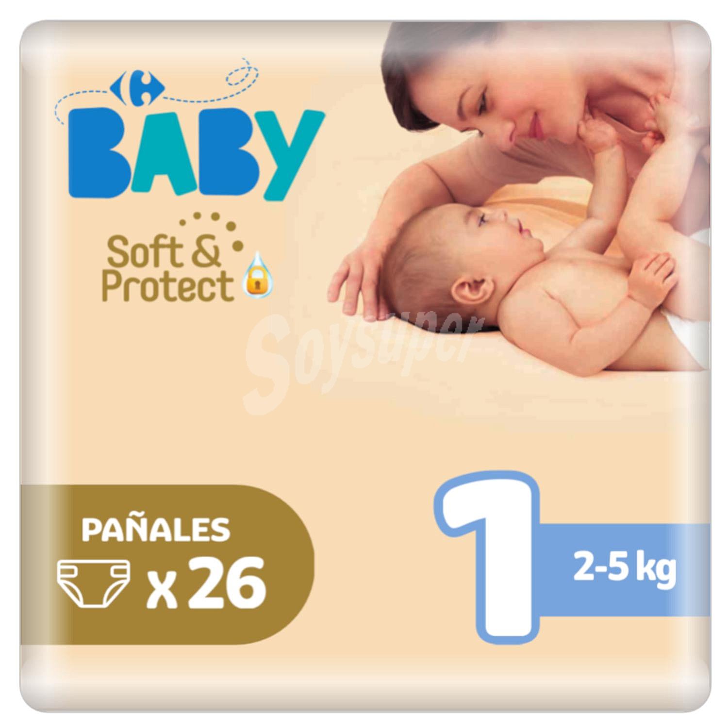 Pañales Carrefour Baby soft&protect Talla 1 (2-5 kg) soft-&-protect