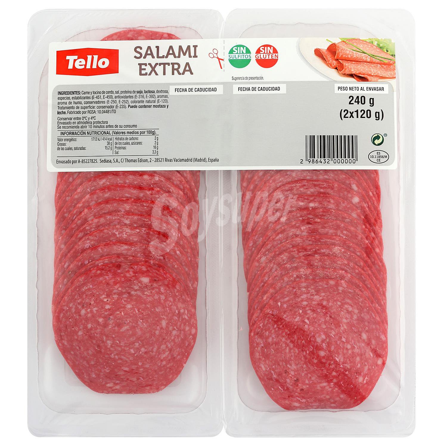 Salami extra en lonchas sin gluten bipack