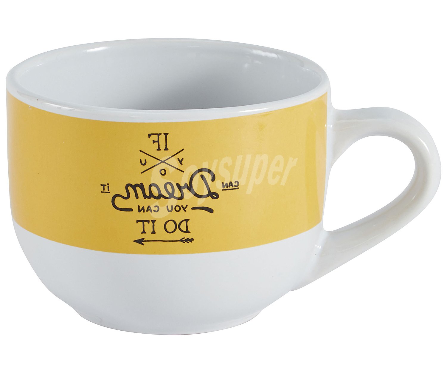 Taza jumbo de porcelana blanca con diseño dream, , actuel