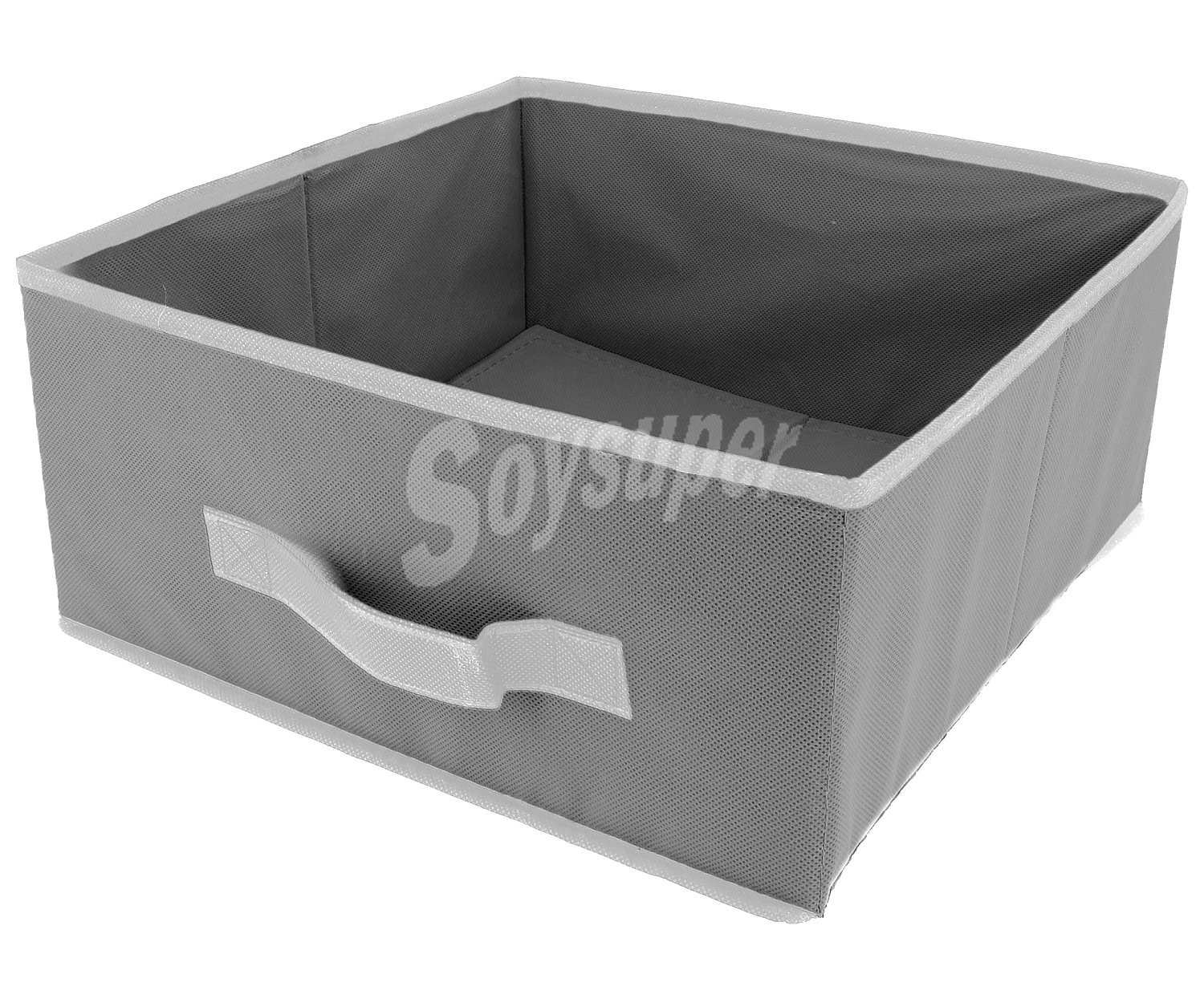 Caja de ordenación con asa tejido en tela color gris, 31x31x15cm., actuel.