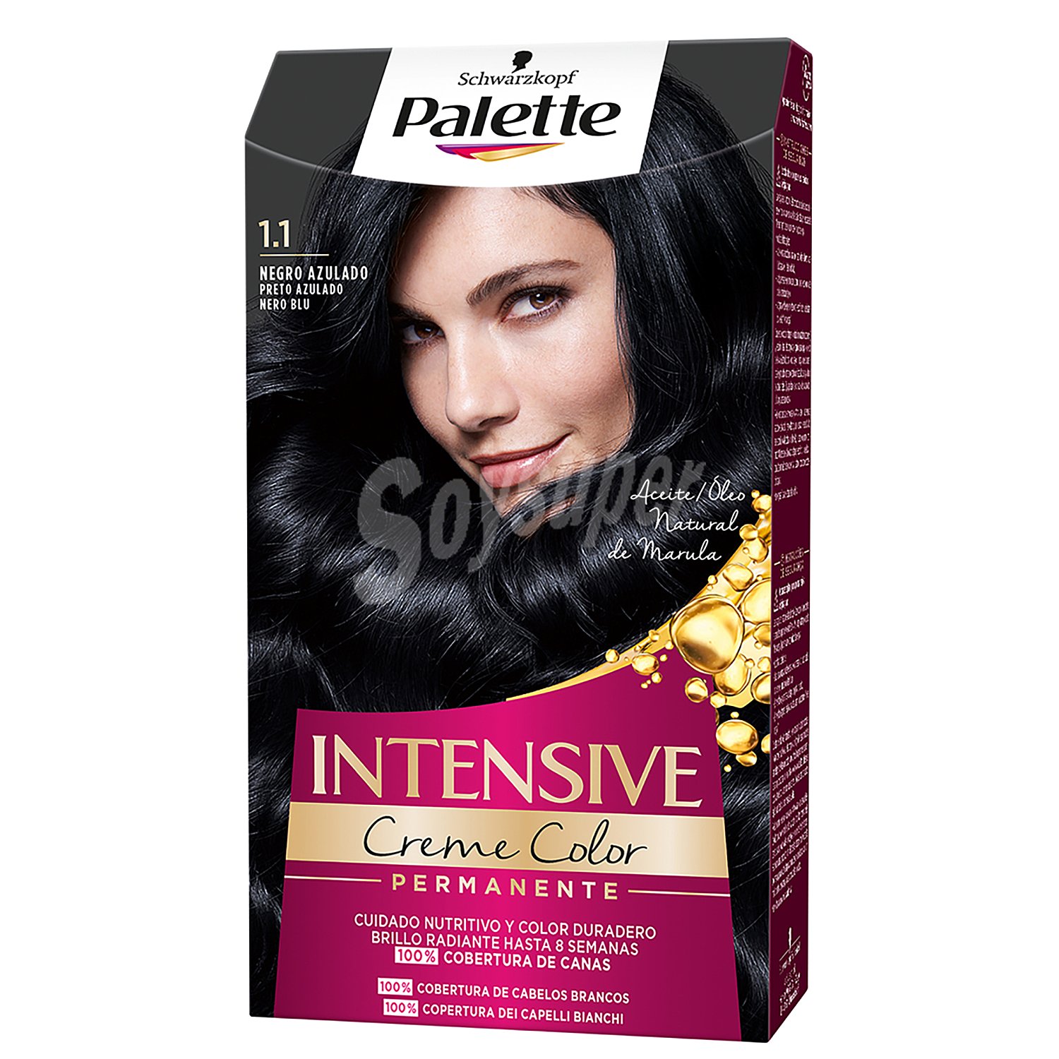 Tinte Intensive Creme Color permanente negro azulado nº 1.1 cuidado nutritivo con micro-aceites