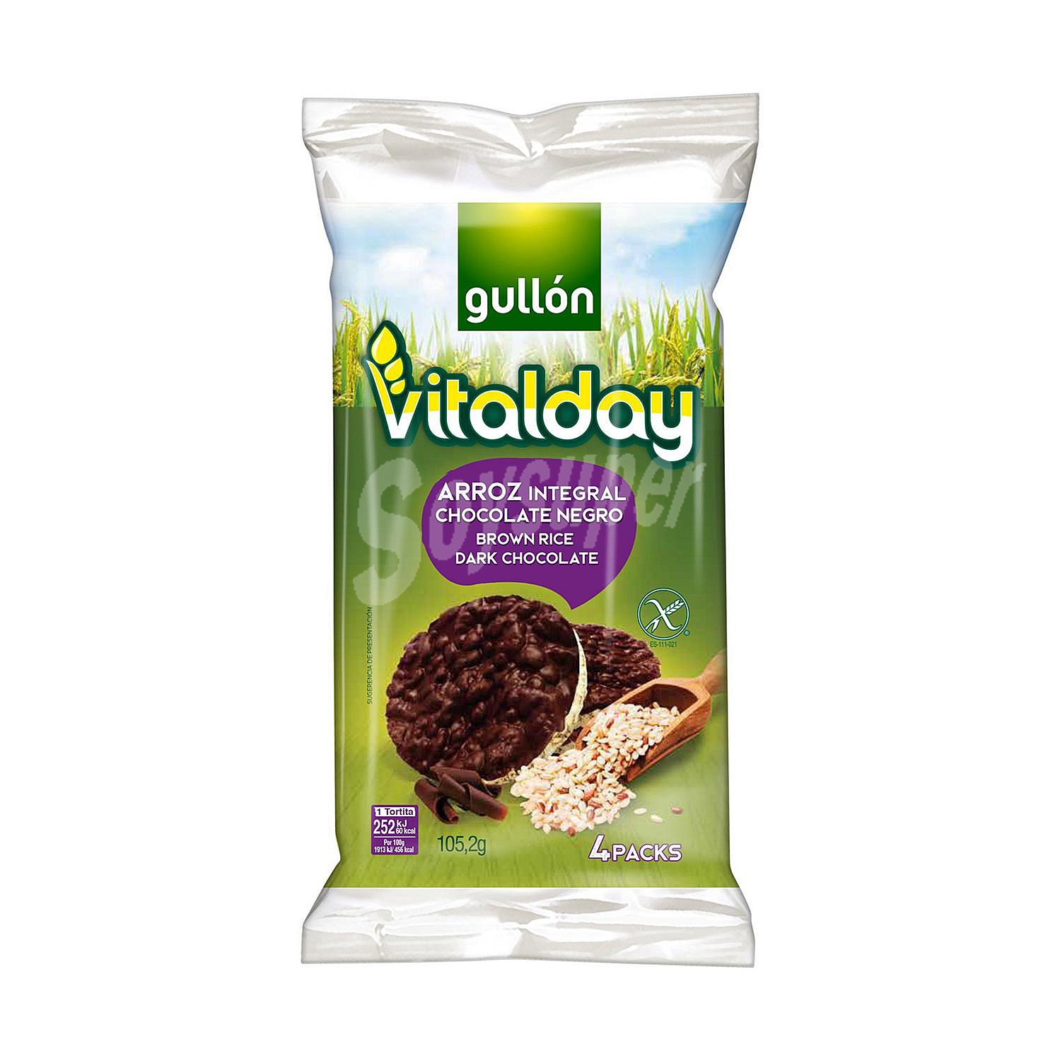 Tortitas de arroz integral con chocolate negro gullón vitalday