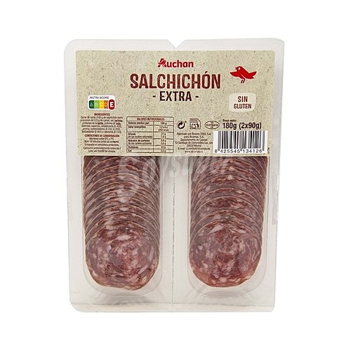 Producto alcampo Salchichón de categoria extra, elaborado sin gluten y cortado en lonchas producto alcampo