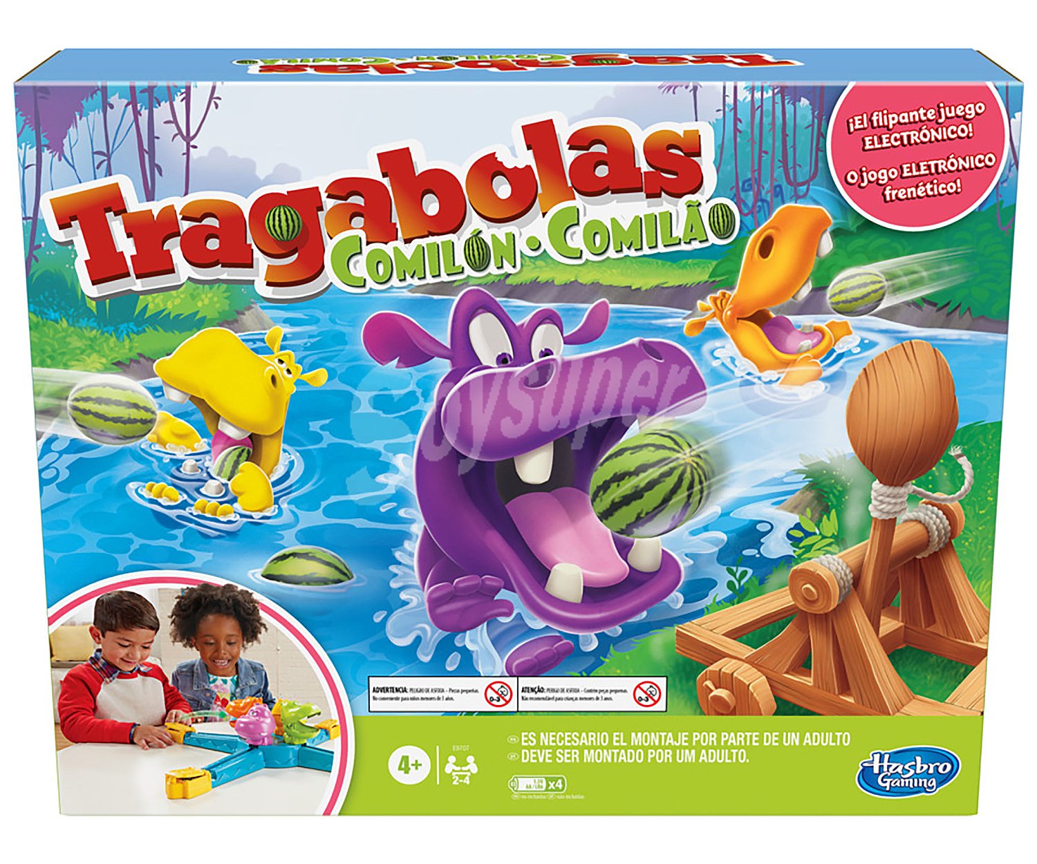 Juego de mesa infantil de rapidez y coordinación Tragabolas Comilón, de 2 a 4 jugadores,