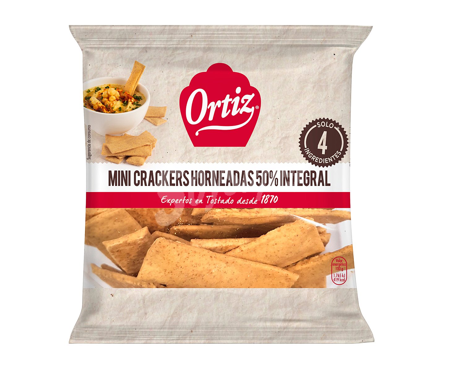 Mini crackers horneados, 50 % integrales