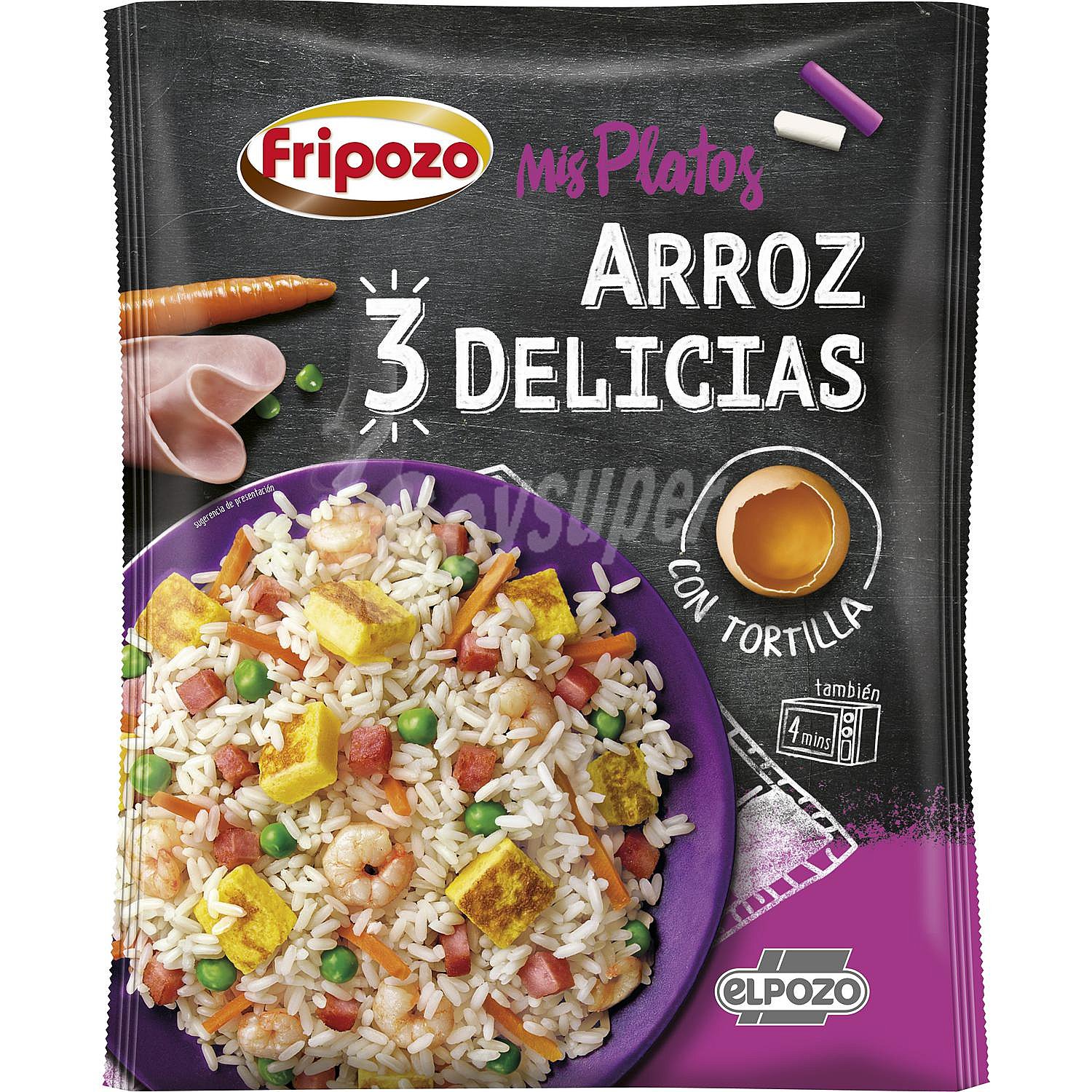 Arroz tres delicicas con tortilla Fripozo