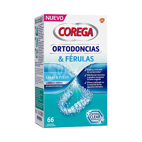 Corega Pastillas limpiadoras de ortodoncias y férulas, de uso diario corega