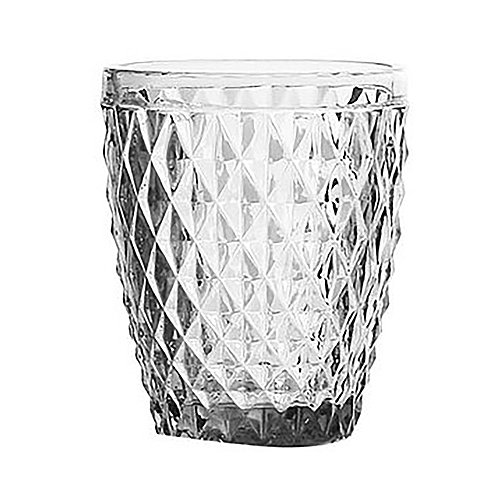 Vaso de vidrio transparente con decoración exterior de rombos en relieve, de capacidad, Sidari LA mediterráneea