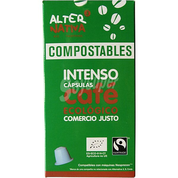 Café intenso ecológico estuche 10 cápsulas compostables y compatibles con máquinas Nespresso