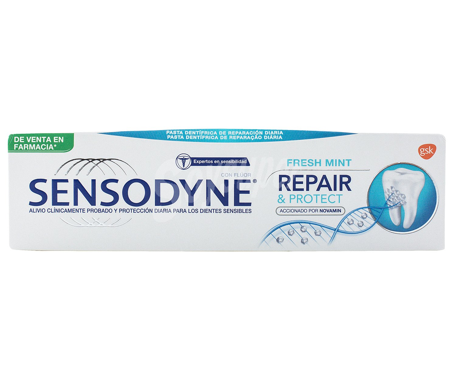 Sensodyne Pasta de dientes con flúor y sabor a menta fresca para dientes sensibles sensodyne Repair & protect