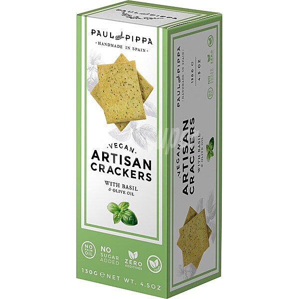 Artisan crackers artesanos con albahaca y aceite de oliva