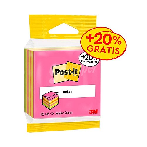 Pack de notas adhesivas 375 + 75 hojas, post-it