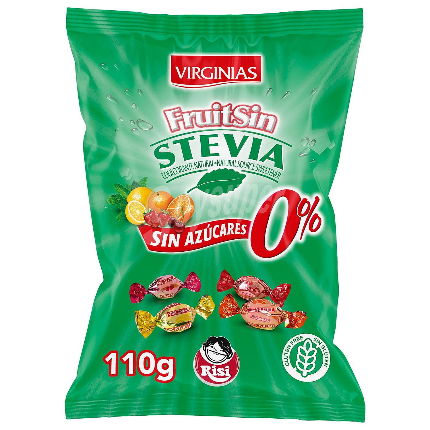 Caramelos sabor frutas con stevia sin azúcar Virginias sin gluten