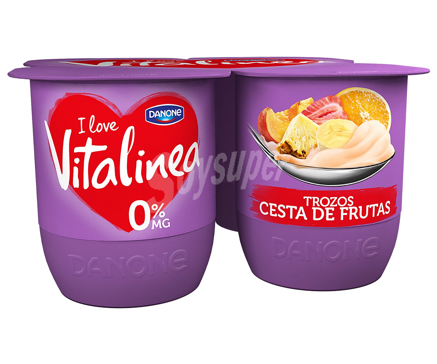 Yogur desnatado 0% materia grasa, con trozos de macedonia de frutas