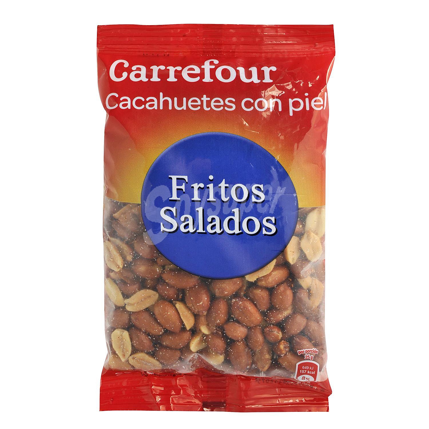 Cacahuetes fritos y salados con piel Carrefour