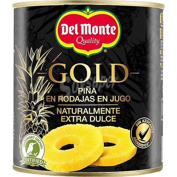 Piña en su jugo en rodajas Del Monte Gold