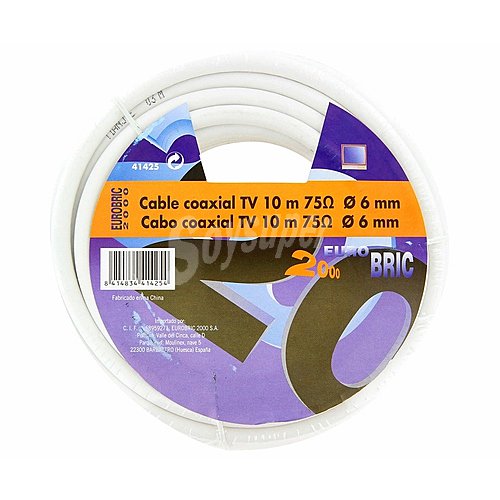 Rollo de 10 metros de cable coaxial (sin terminales) eurobric 2000