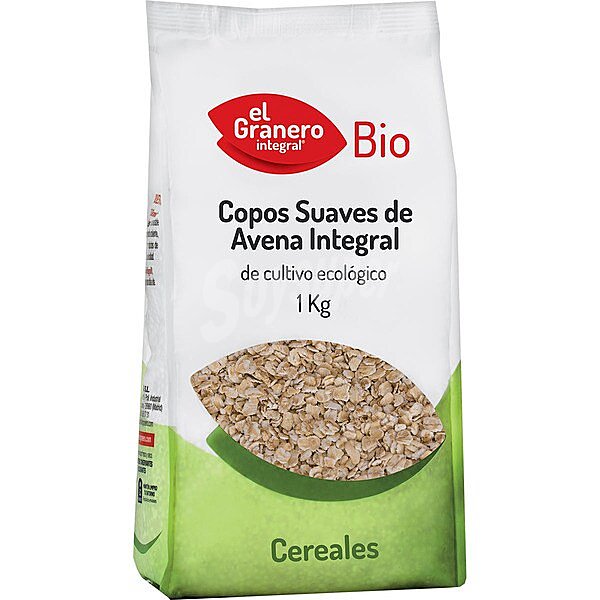 Bio copos suaves de avena integral de cultivo ecológico y sin gluten