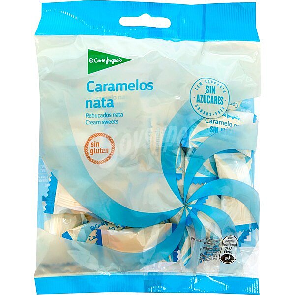 Caramelos de nata sin azúcares y sin gluten bolsa 90 g