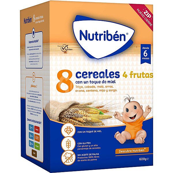 Papilla 8 cereales con miel y 4 frutas desde 6 meses Nutribén