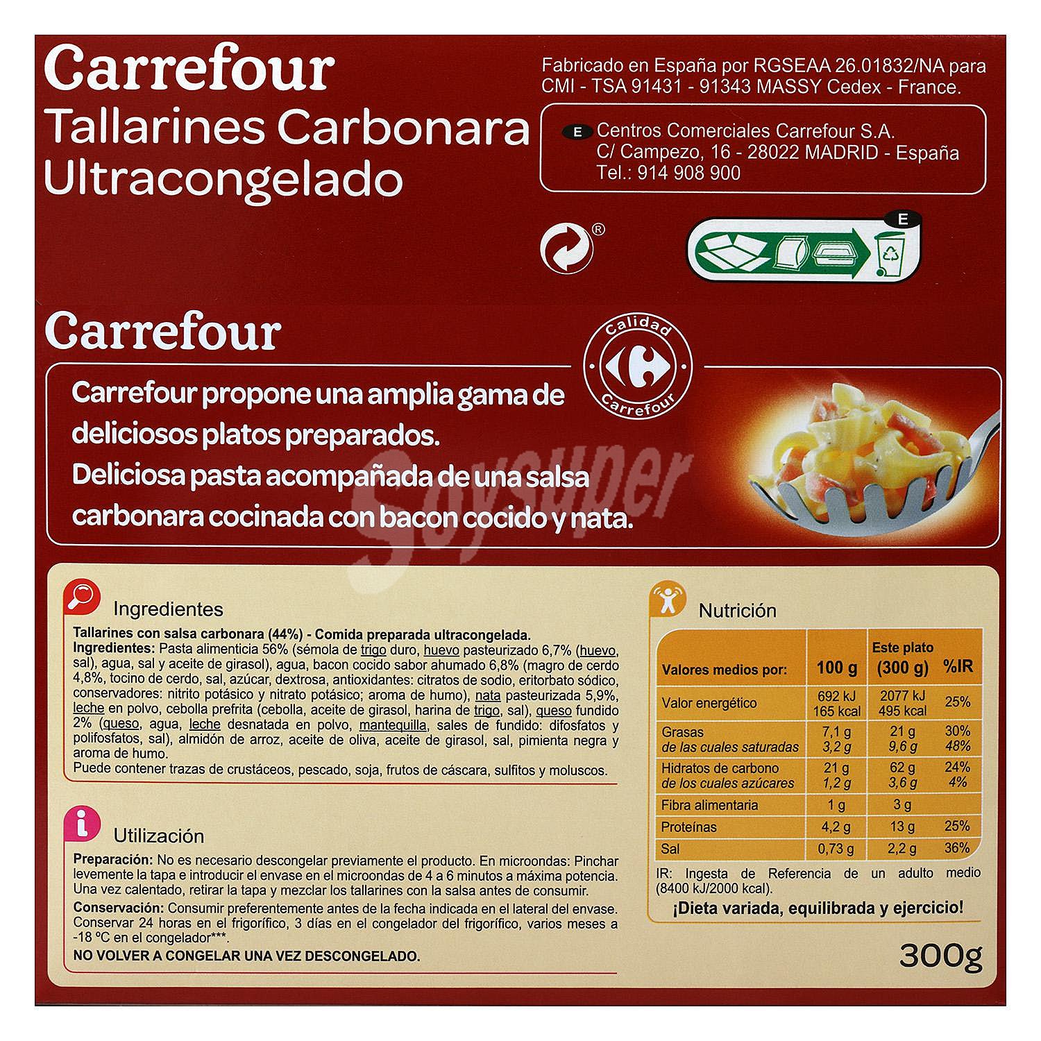 Tagliatelle carbonara Carrefour