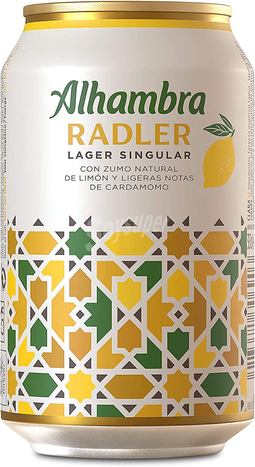 Cerveza Alhambra Radler con zumo de limón natural y ligeras notas de cardamomo