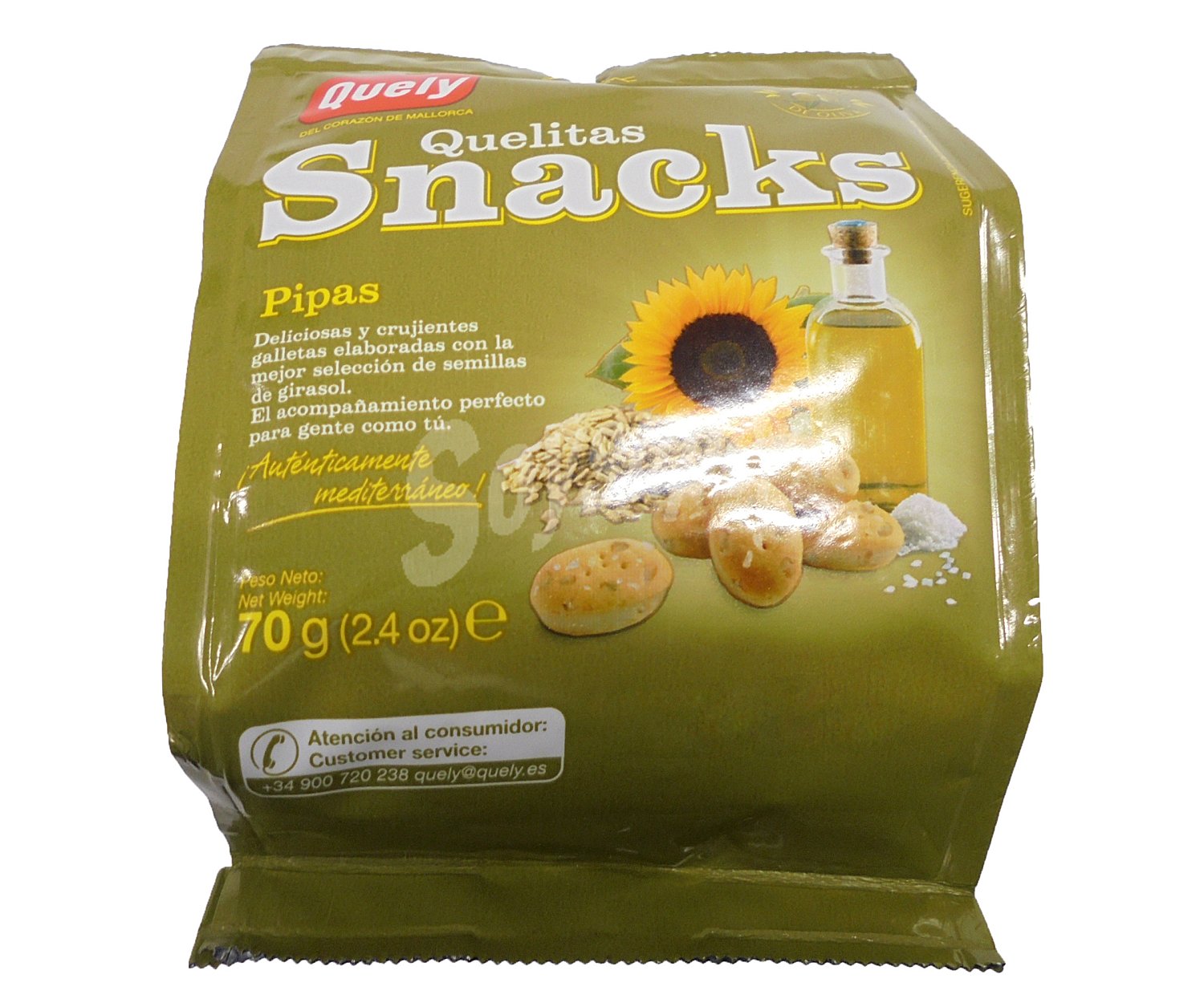 Quelitas snacks de pipas y aceite de girasol