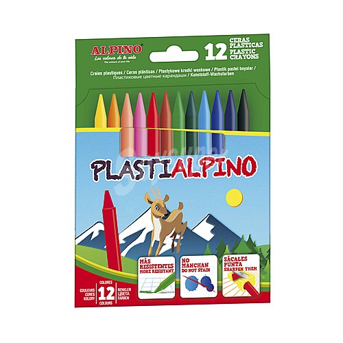 Caja de 12 pinturas de diferentes colores alpino Plastialpino