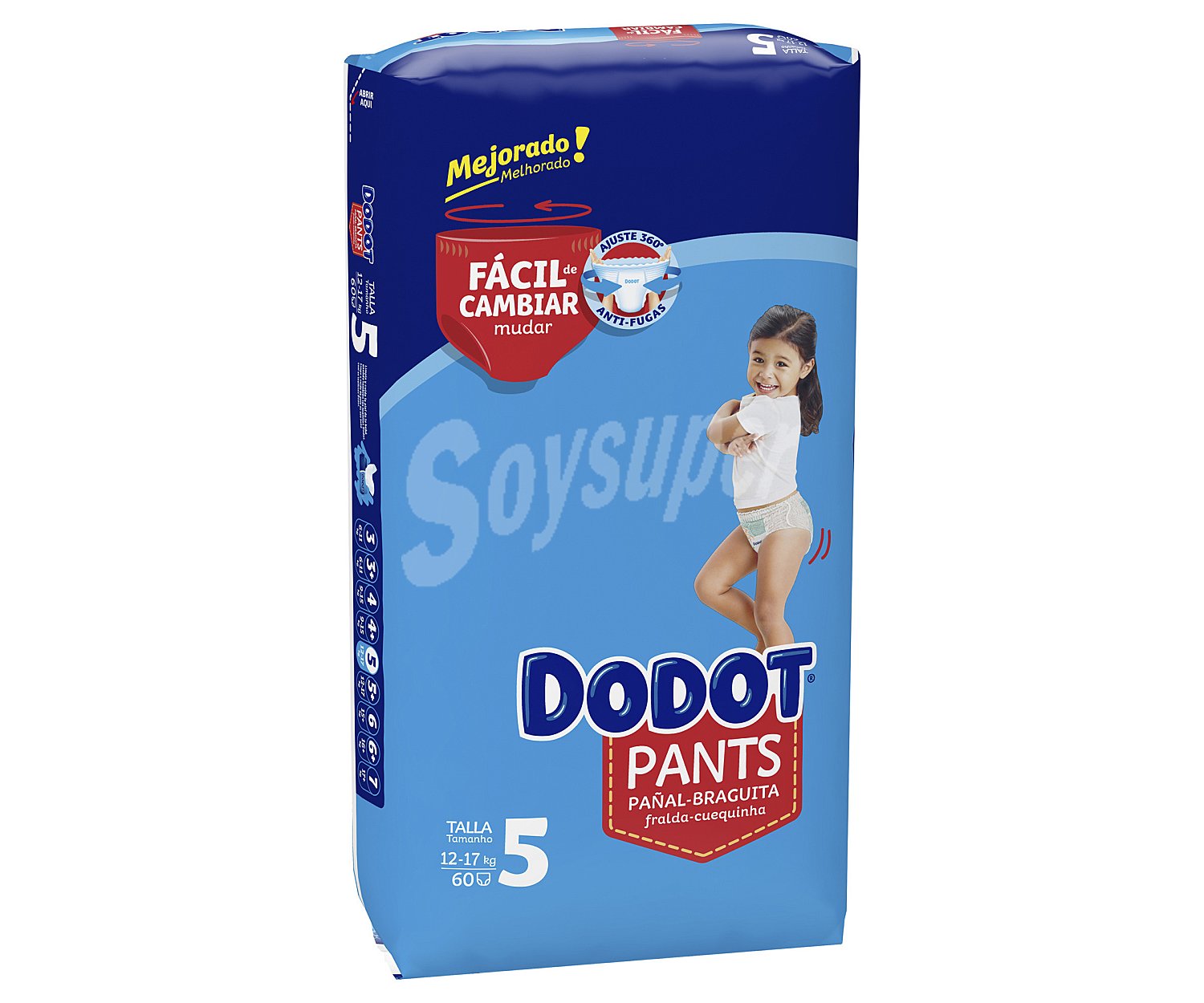 Pants (braguitas) de aprendizaje talla 5 para bebés de 12 a 17 kilogramos Pants 60 uds