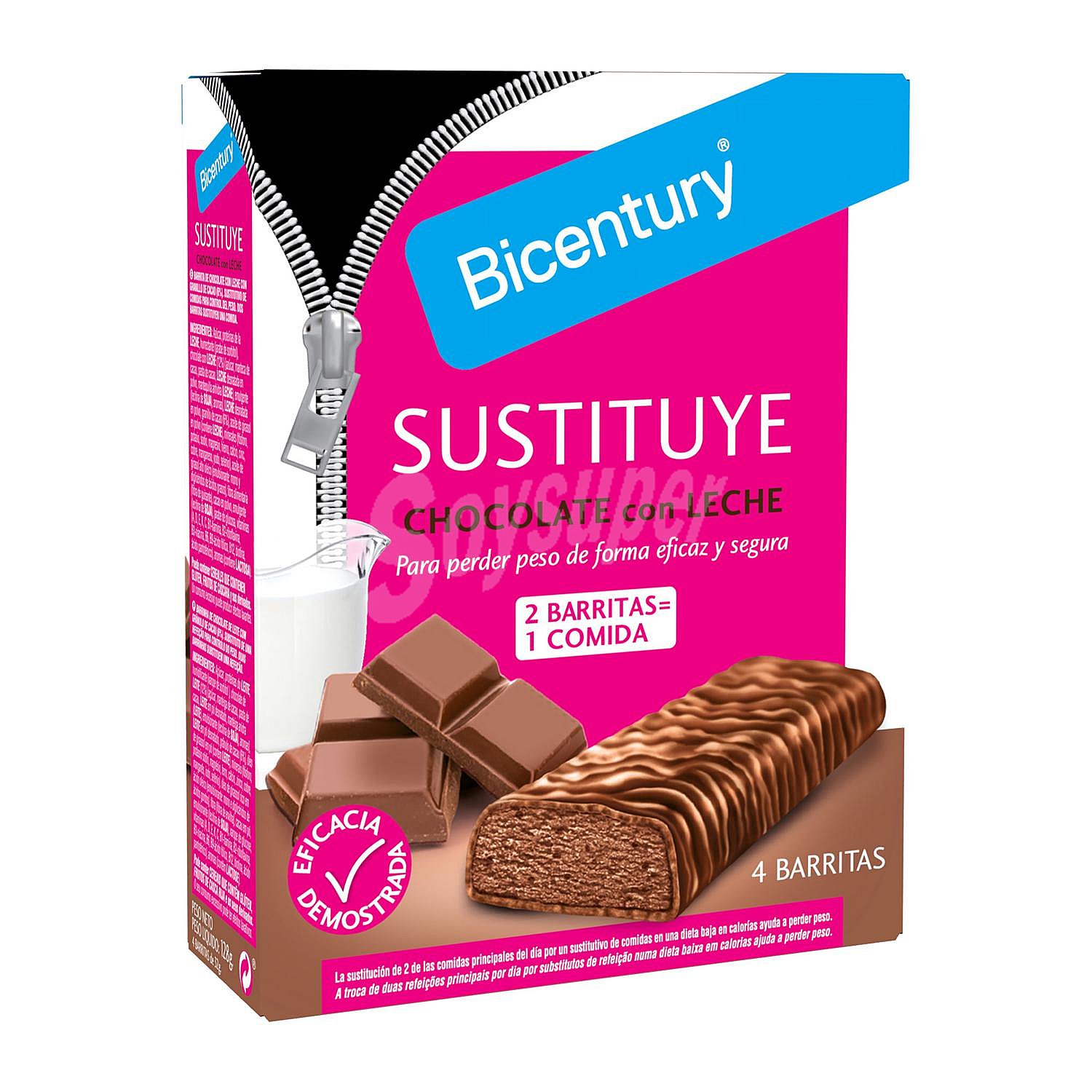 Barritas sustitutivas de chocolate con leche Bicentury