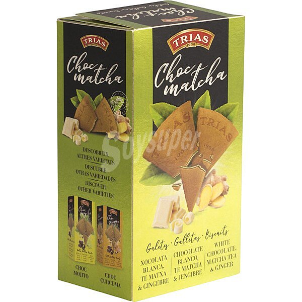 Choc Matcha galletas rellenas de chocolate blanco té matcha con jengibre