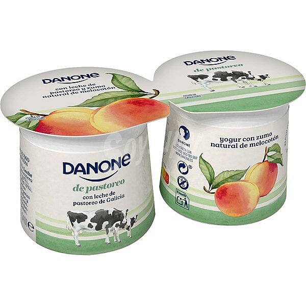 Yogur sabor melocotón con leche fresca de pastoreo sin gluten