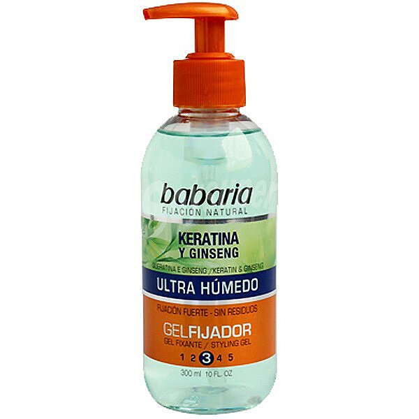 Gel fijador ultra húmedo con keratina y ginseng fijación fuerte dosificador 300 ml