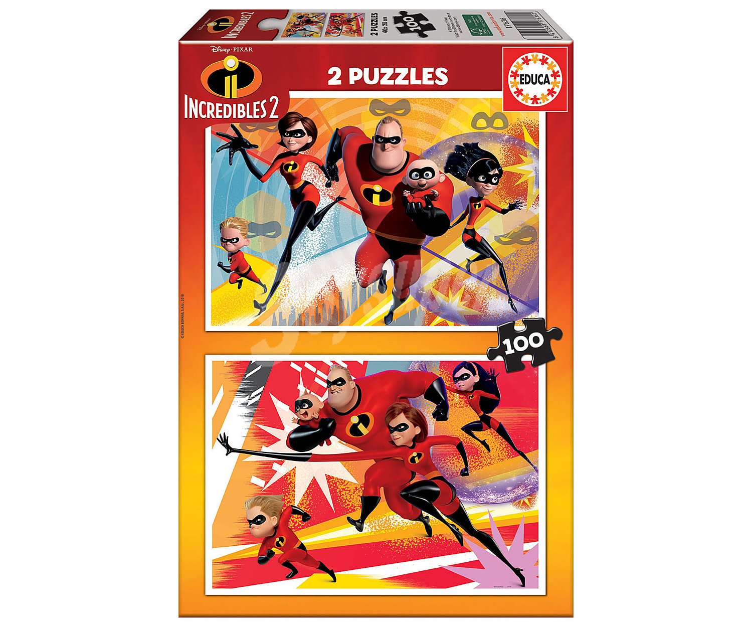 Surtido de puzzles infantiles de cartón, 2 puzzles de 100 piezas, EDUCA.