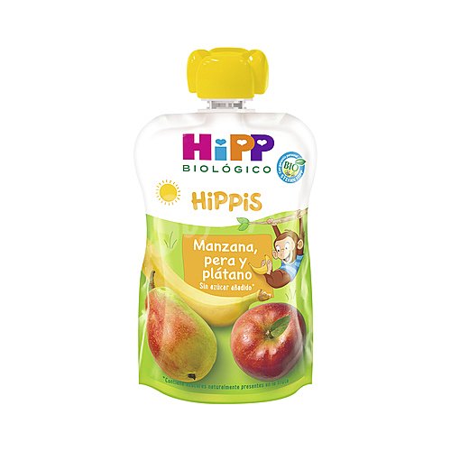 Hipp Bolsita de frutas ecológicas (manzana, pera y plátano), para bebés a partir de 4 meses hipp Hippis