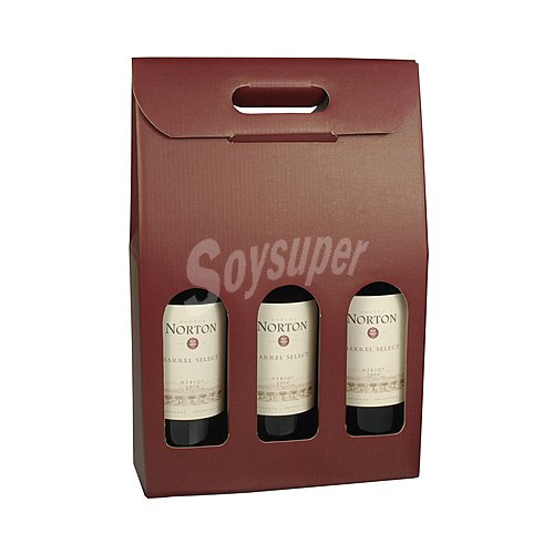 Cajas para botellas de vino con ventana 37,5 cm x 25 cm x 9 cm burdeos para papstar