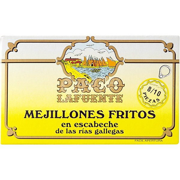 Mejillones fritos en escabeche de las rías gallegas 8-10 piezas lata 75 g neto escurrido