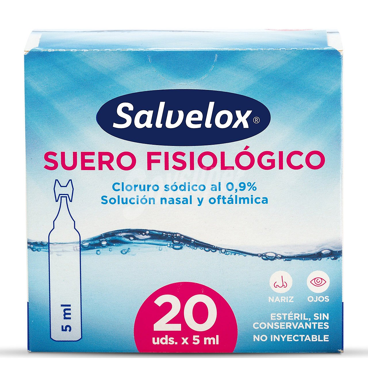 Suero fisiológico especial para higiene nasal y ocular salvelox