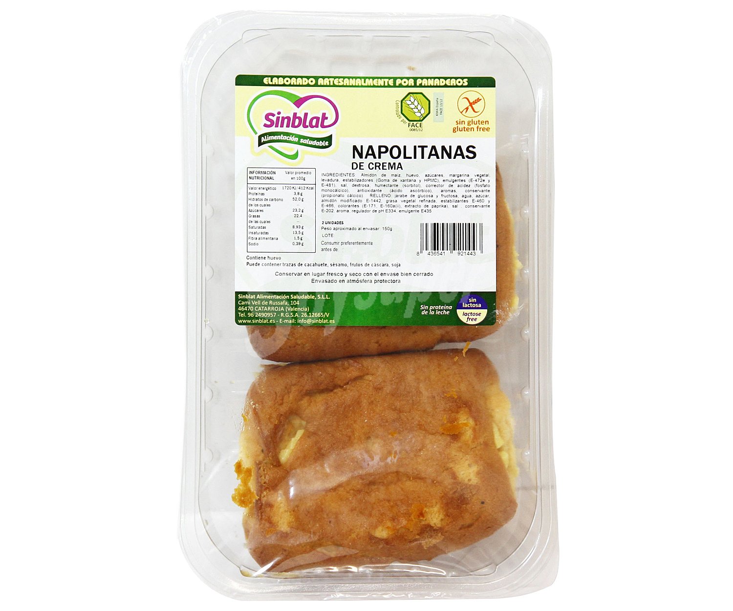 Napolitanas de crema sin gluten