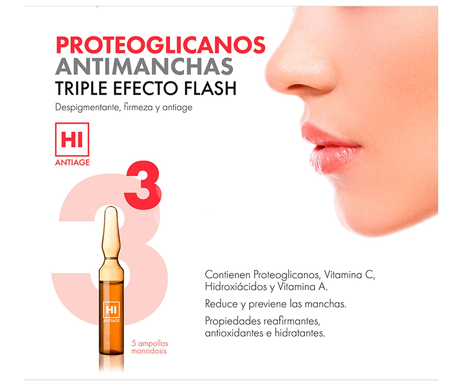 Tratamiento en ampollas con triple efecto flash (antiedad, firmeza y despigmentante)